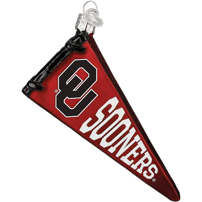 Old World Christmas Blown Glass Ornaments Oklahoma Sooners Pennant Image