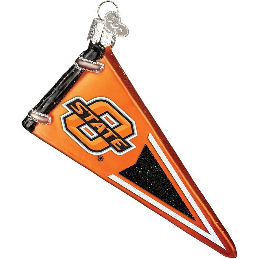 Old World Christmas Blown Glass Ornaments Oklahoma State Pennant Image