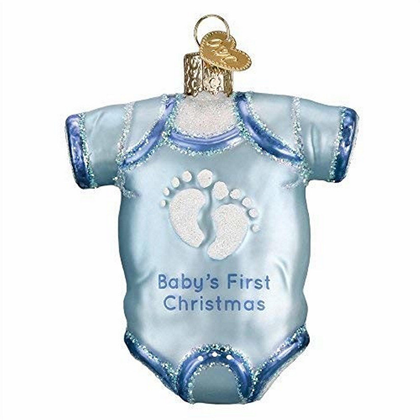 Old World Christmas Blue Baby One Piece Glass Blown Ornament Image