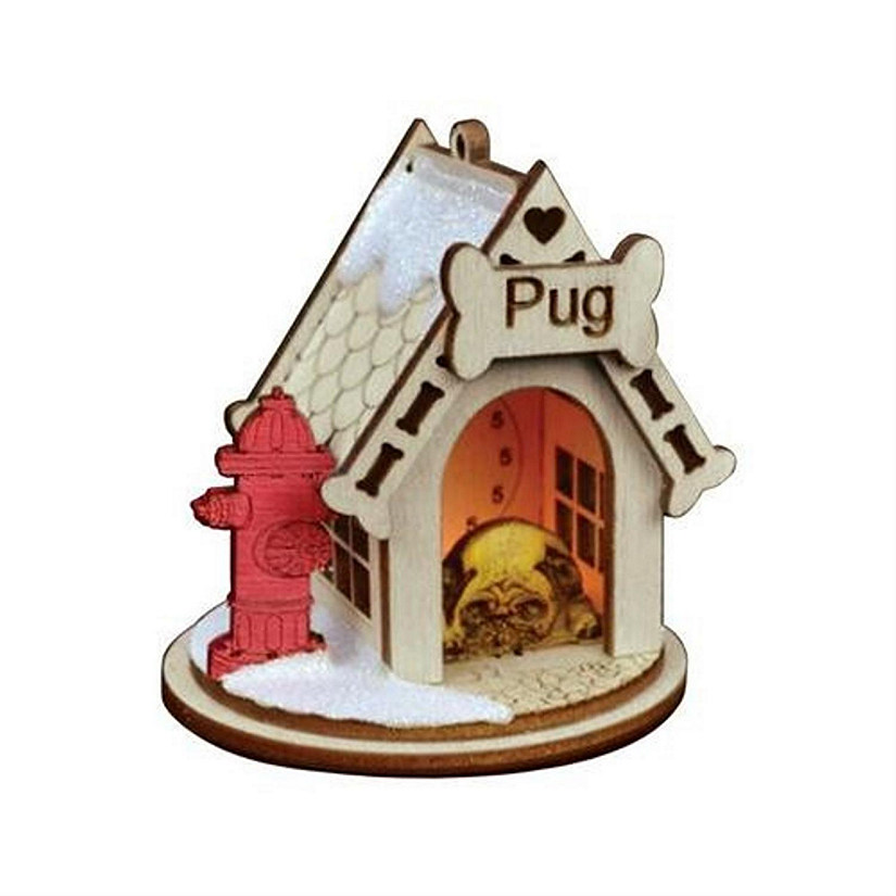 Old World Christmas Ginger Cottages #81009 Pug-K9110 Ornament, Wooden, 2.75 Image