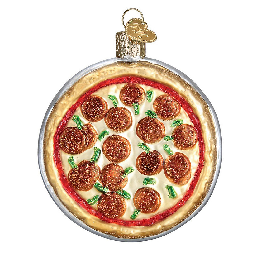 Old World Christmas Glass Blown Ornament 32350 Pizza Pie, 3.5 inches Image