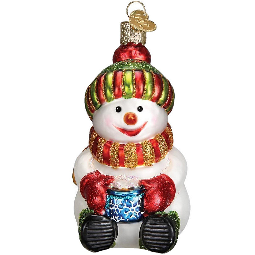 Old World Christmas Glass Blown Ornament for Christmas Tree, Snowman with Cocoa with OWC Gift Box Image