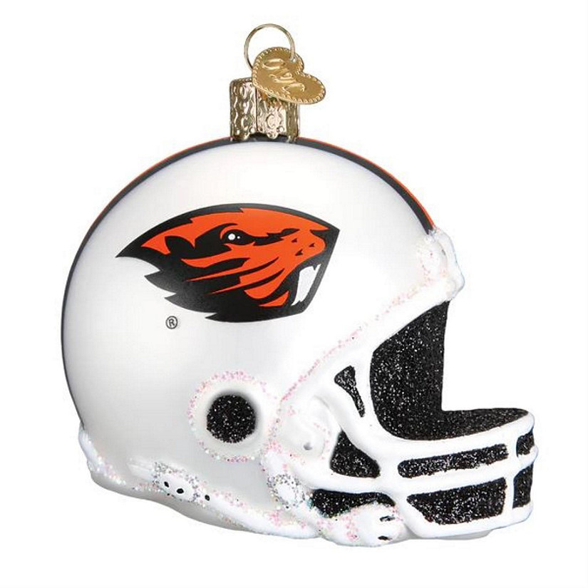 Old World Christmas Glass Blown Ornament, Oregon State Helmet with OWC Gift Box Image