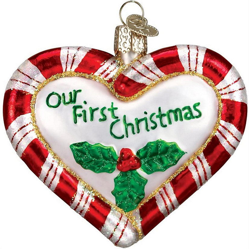 Old World Christmas Glass Blown Ornament Peppermint Heart #30020 Image