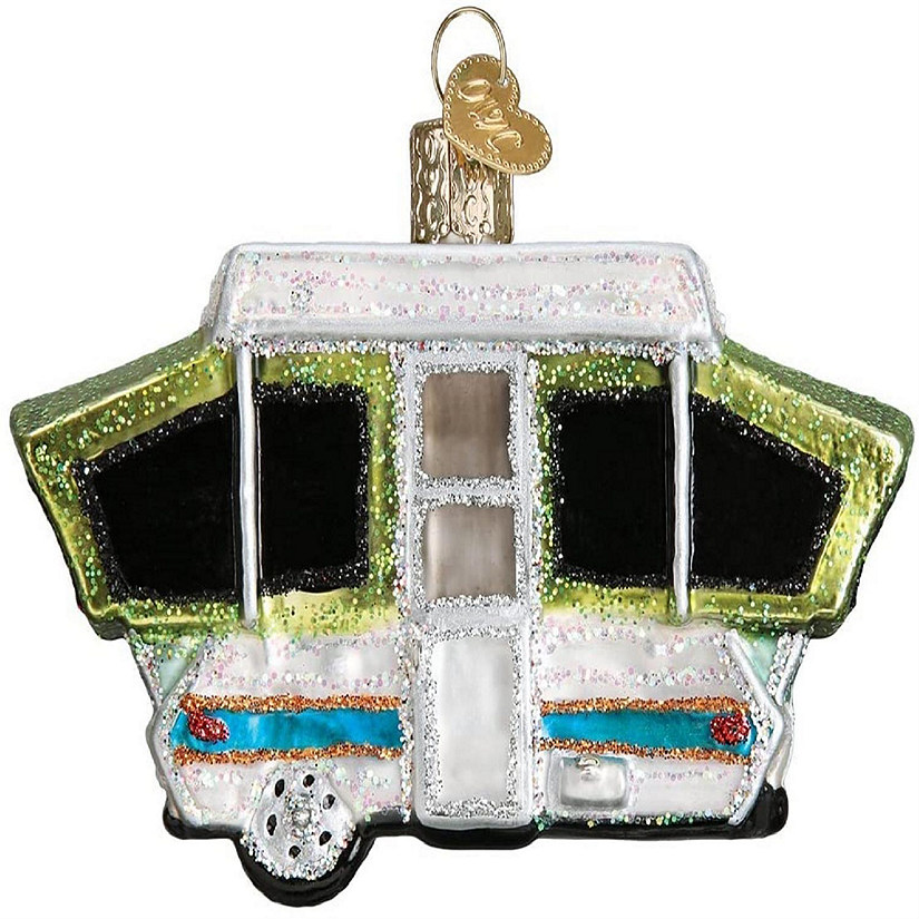 Old World Christmas Glass Blown Ornament Tent Camper For Christmas Tree Image