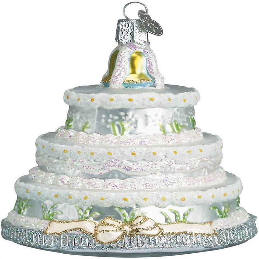 Old World Christmas Glass Blown Ornament Wedding Cake 32017 Image