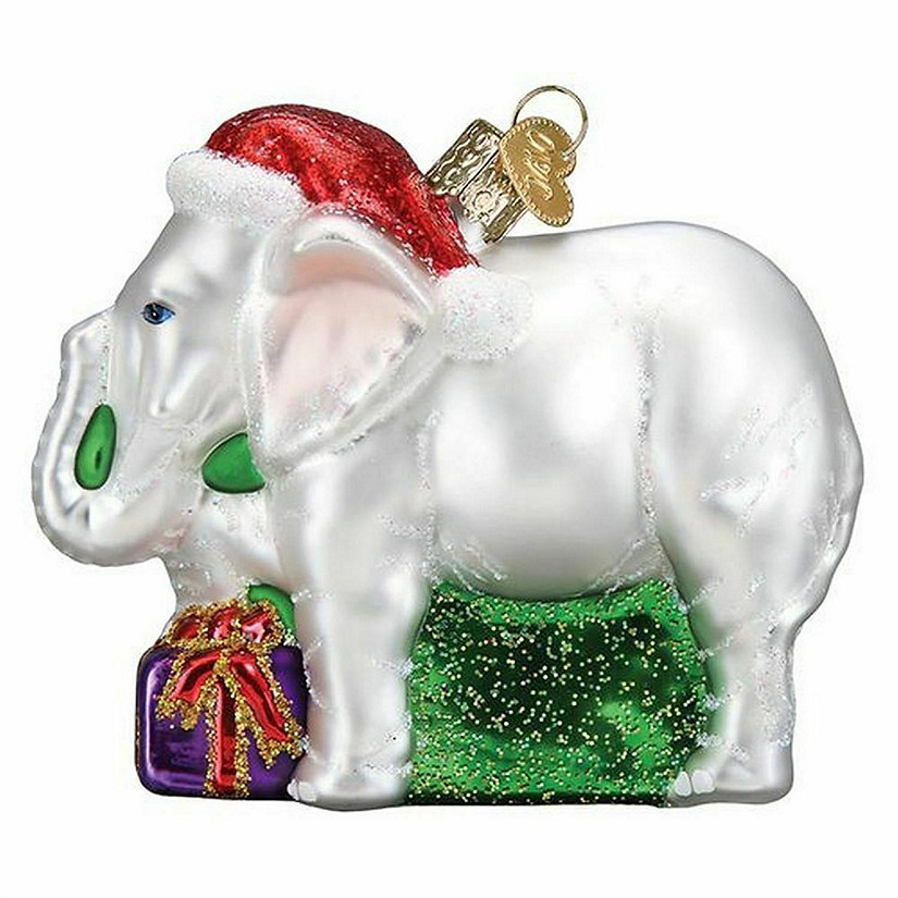 Old World Christmas Glass Blown Ornaments White Elephant #12592 Image