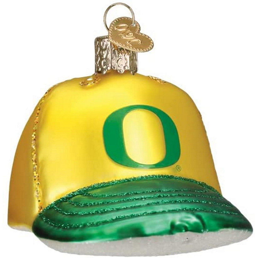 Old World Christmas Glass Blown Tree Ornament, Oregon Baseball Cap Image