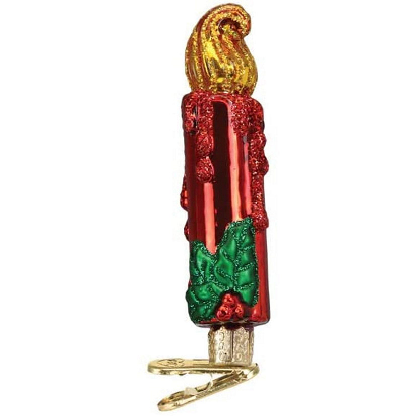Old World Christmas Glass Blown Tree Ornament, Red Clip-on Candle