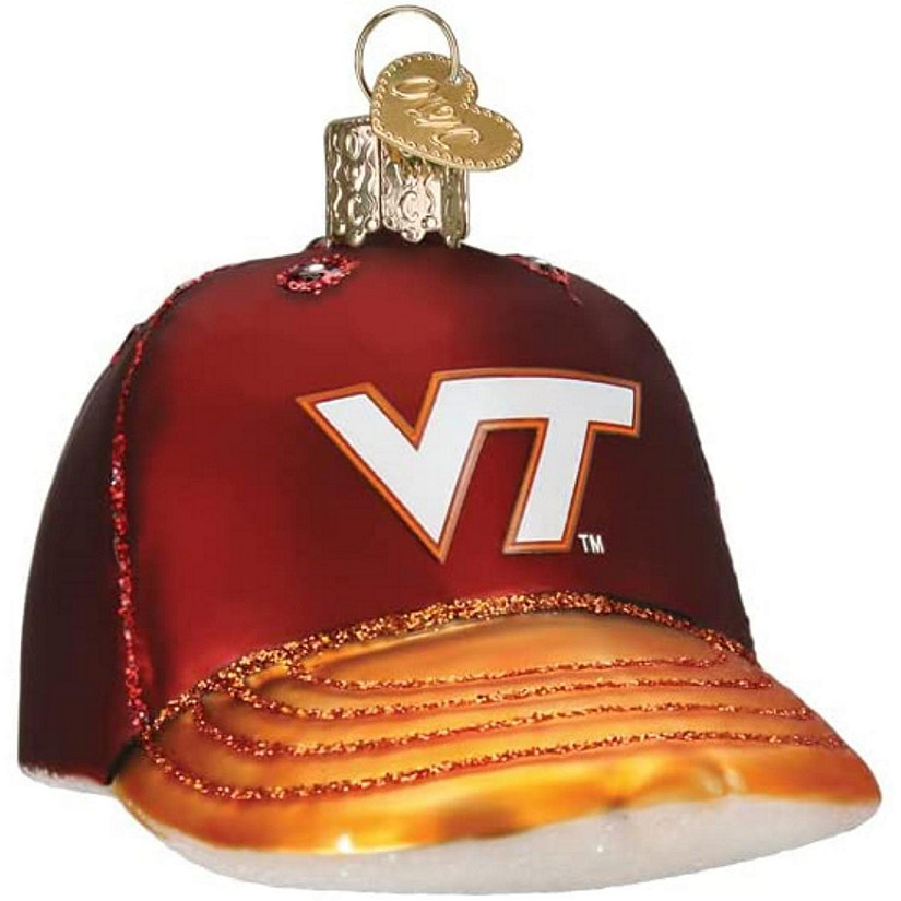 Old World Christmas Glass Blown Tree Ornament, Virginia Tech Baseball Cap Image