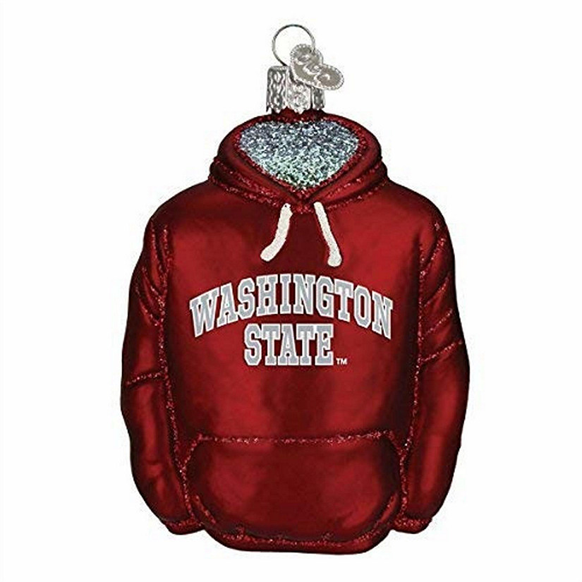 Old World Christmas Glass Blown Tree Ornament, Washington State Hoodie, with OWC Gift Box Image