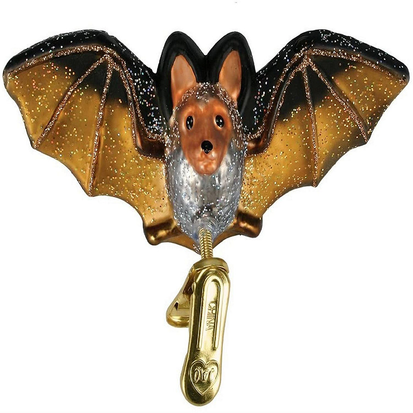 Old World Christmas Halloween Decorations Glass Blown Clip-on Bat Christmas Tree Ornament Image