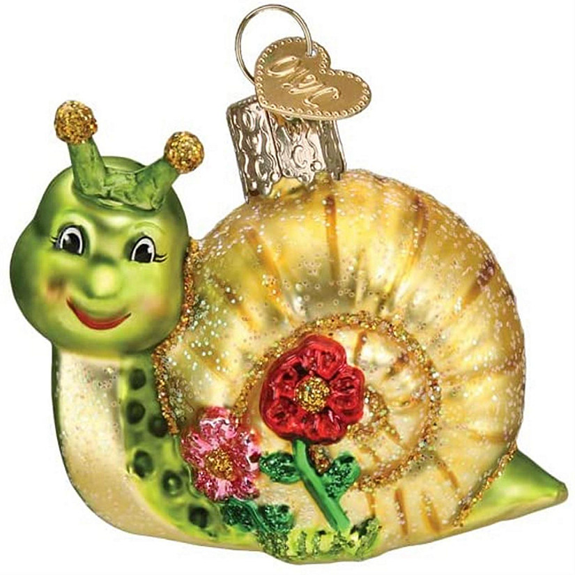 Old World Christmas Hanging Glass Tree Ornament, Smiley Snail Image
