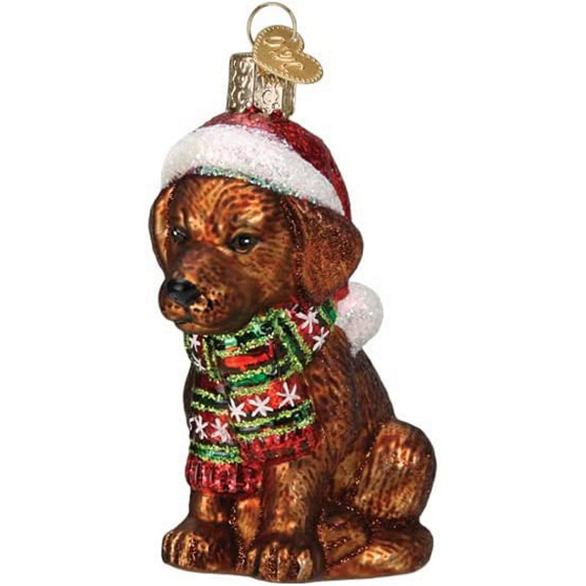 Old World Christmas Holiday Chocolate Labrador Puppy Glass Blown Ornaments for Christmas Tree Image