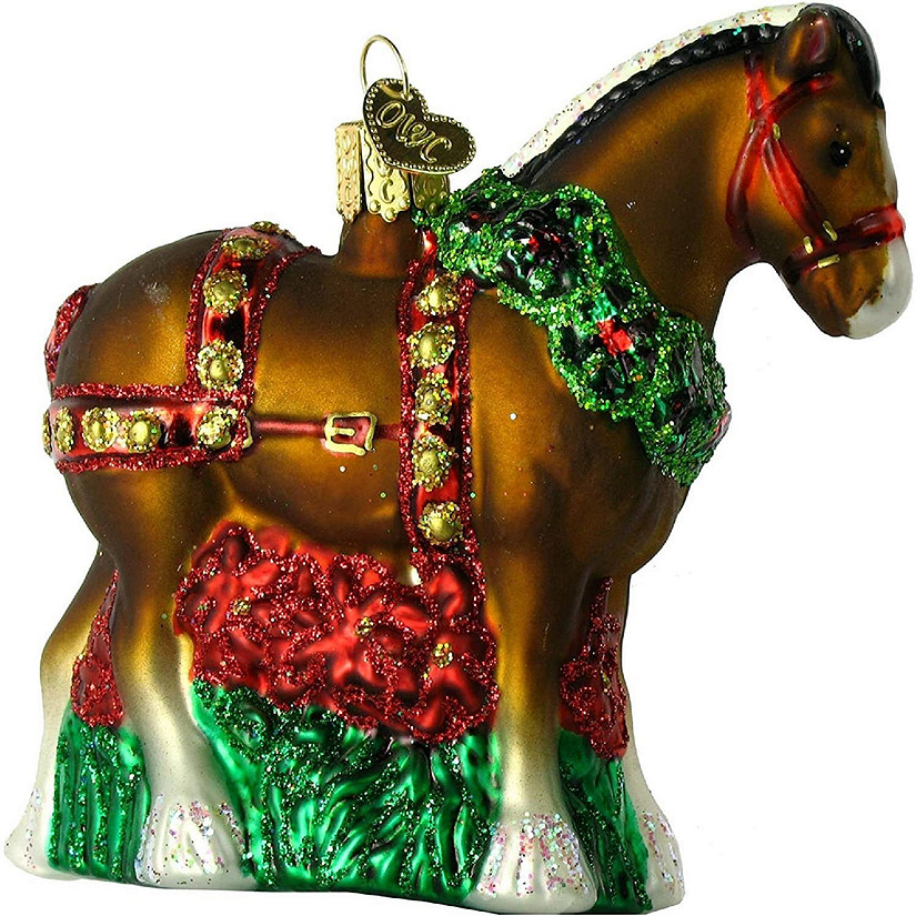 Old World Christmas Holiday Clydesdale Glass Blown Ornament Image