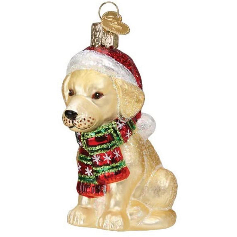 Old World Christmas Holiday Yellow Labrador Puppy Glass Blown Ornament for Christmas Tree Image