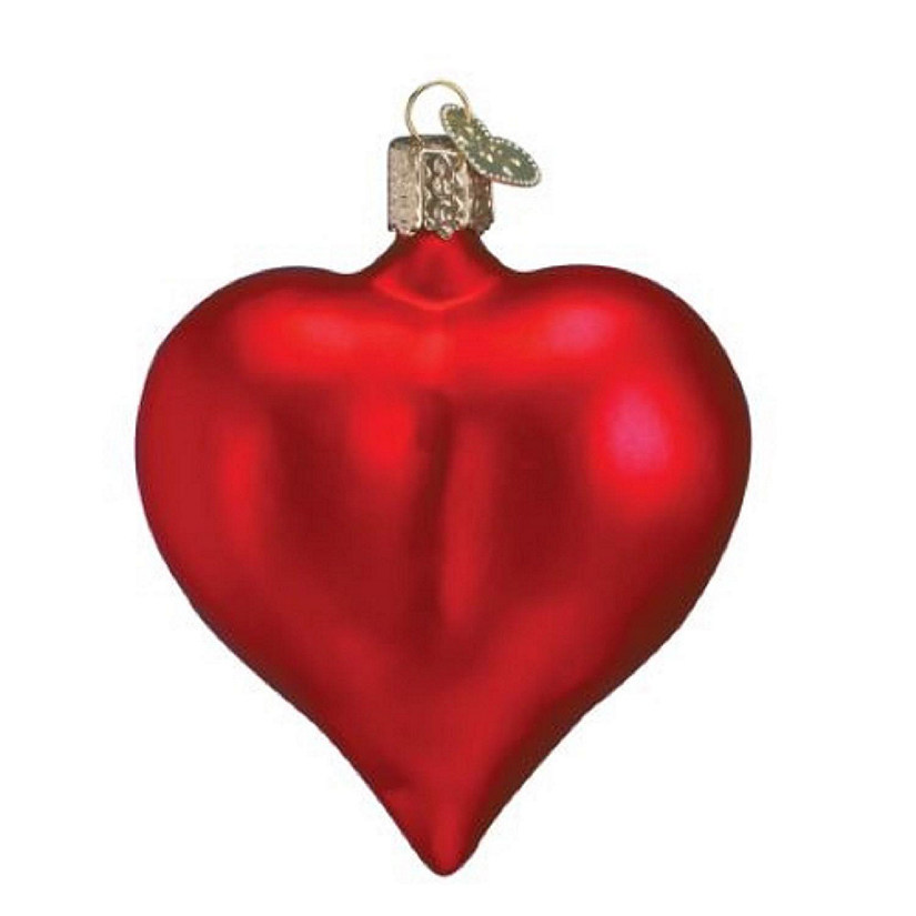 Old World Christmas Large Matte Red Heart Glass Ornament FREE BOX 30014 Image
