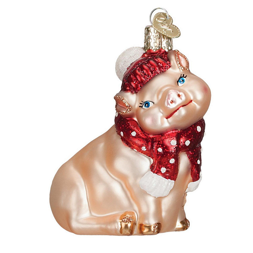 Old World Christmas Ornament - Snowy Pig Image