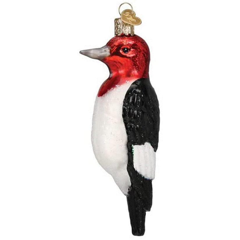 Old World Christmas Red-Headed Woodpecker Glass Blown Ornament Christmas Tree Image