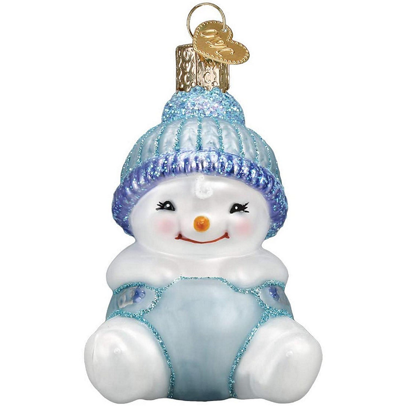 Old World Christmas Snow Baby BOY Ornament, Cheerful White Image