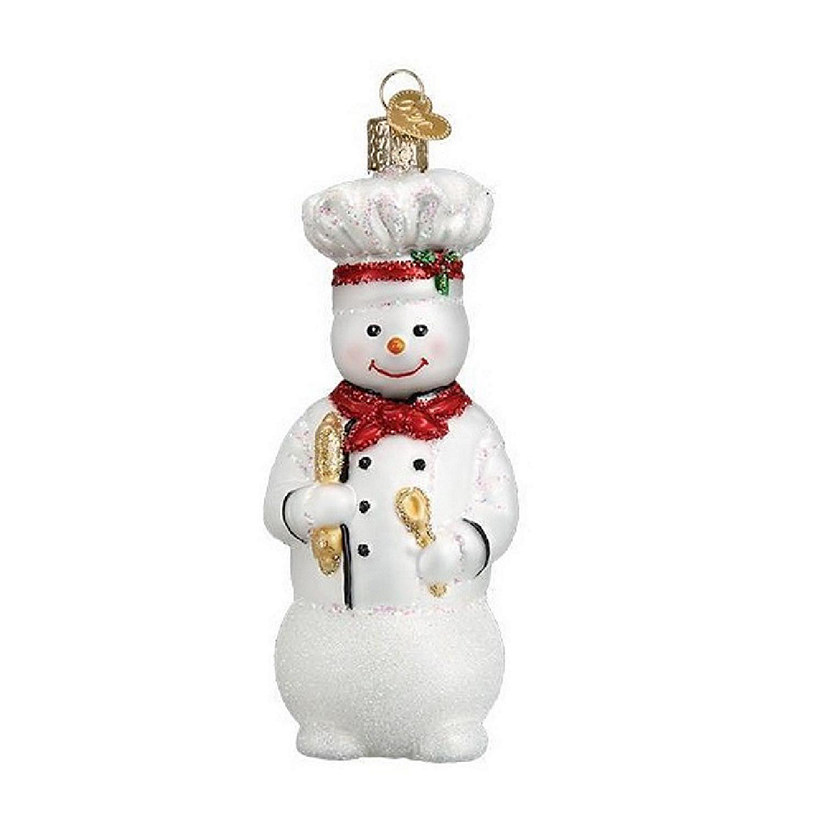 Old World Christmas Snowman Chef Glass Ornament Image