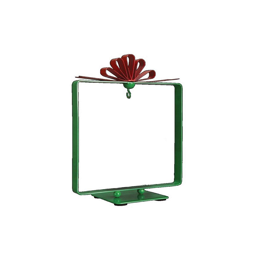 Old World Christmas Square Gift Shaped Ornament Stand Display- Metal- Green- 8 Image