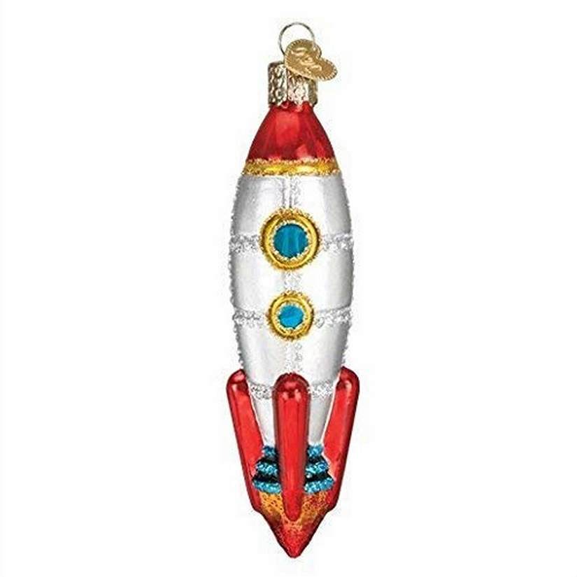 Old World Christmas Toy Rocket Ship Glass Blown Ornament Image