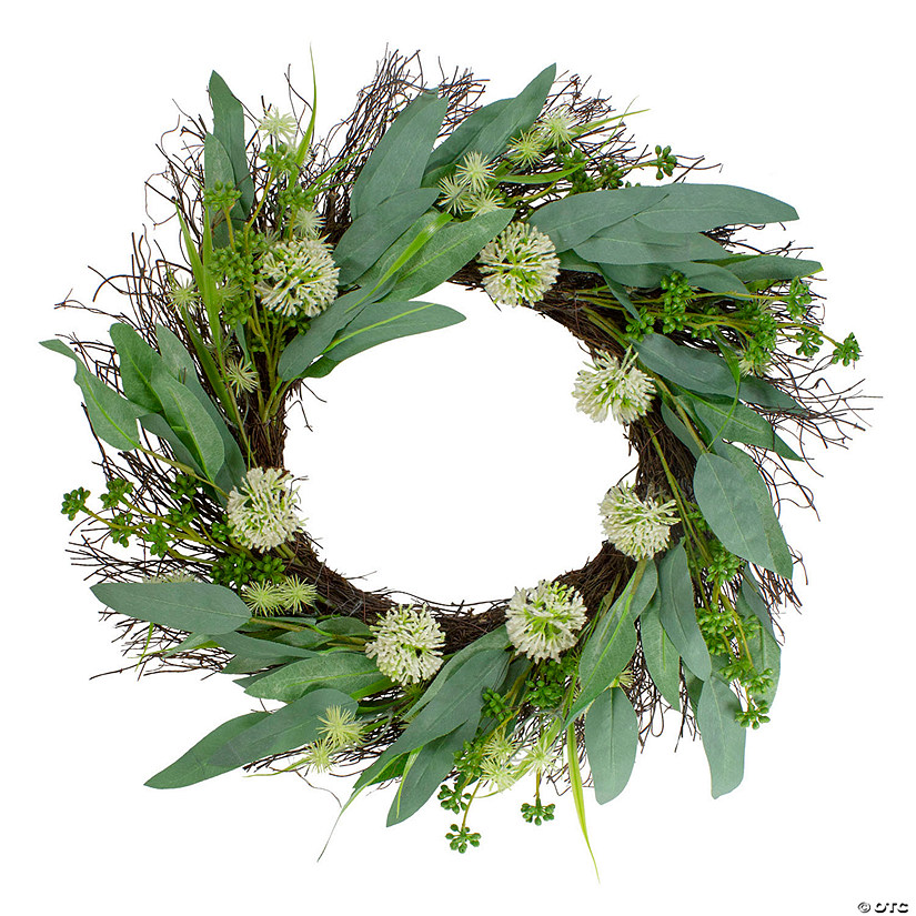 Olive Leaf and Floral Twig Spring Wreath 23" Image