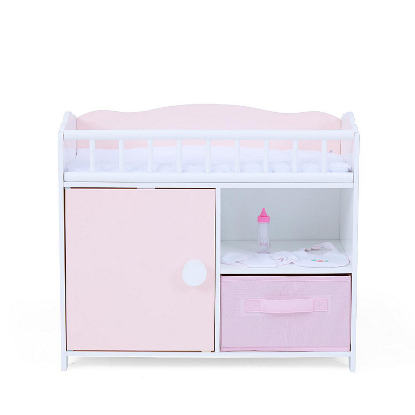 Olivia's Little World - Aurora Princess Pink Plaid Baby Doll Bed with Accessories - Pink Image