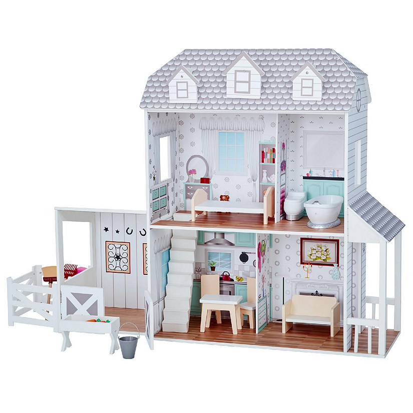 Olivia's Little World - Dreamland Farm house 12" Doll House - White / Grey Image