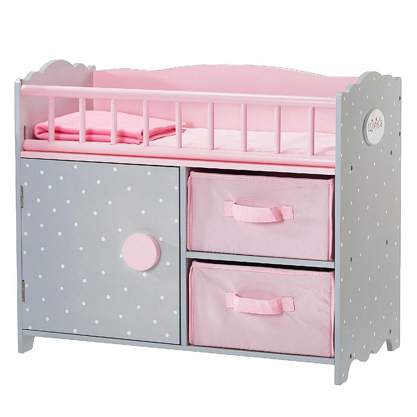 Olivia's Little World - Polka Dots Princess Baby Doll Crib with Cabinet and Cubby Image