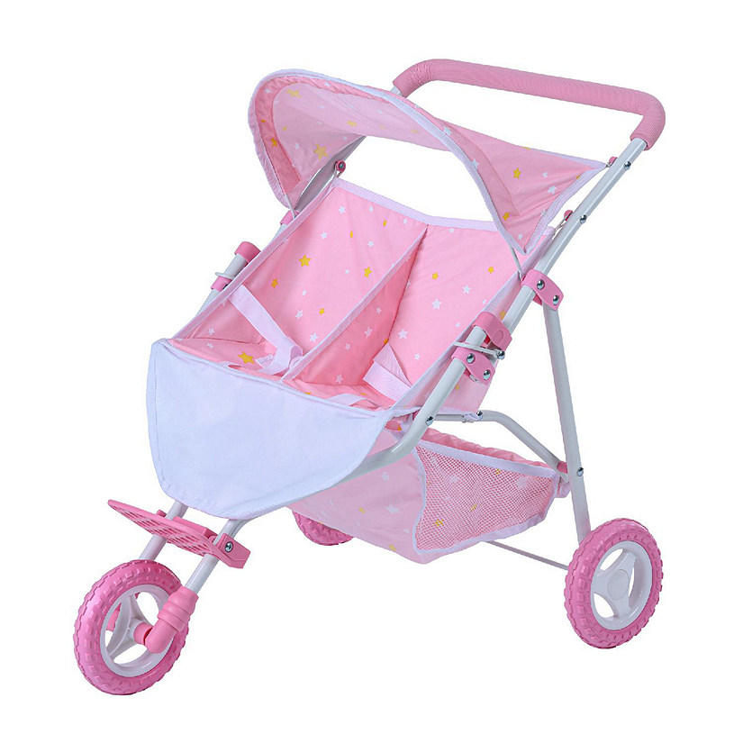 Olivia's Little World - Twinkle Stars Princess Baby Doll Twin Strollers - Pink Image