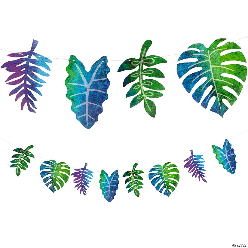 2 Pezzi Ghirlanda Feltro Foglie Tropicali - Decorazioni Feste Hawaiane, Compleanni A Tema Giungla
