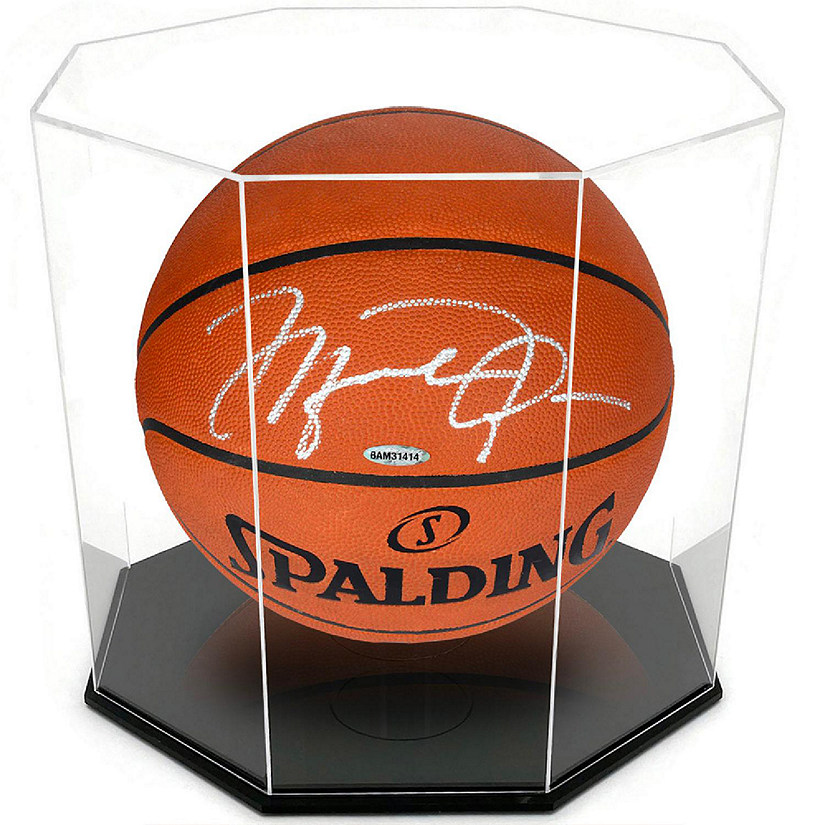OnDisplay Deluxe Octagon UV-Protected Basketball/Soccer Ball Display Case - Black Base Image