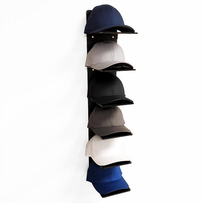 OnDisplay Luxe Acrylic Hat Rack Display - Wall Mounted Baseball Cap Organizer (Matte Black) Image