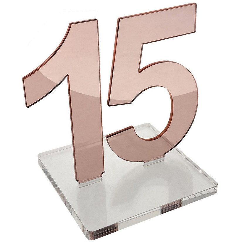 OnDisplay Luxe Laser Cut Mirrored Acrylic Wedding/Party/Event Table Numbers (Rose Gold, 11-15) Image