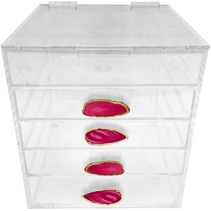 OnDisplay Ultimate Diva Cosmetic Organization Station - 12" Cube - Gold/Silver Agate Image