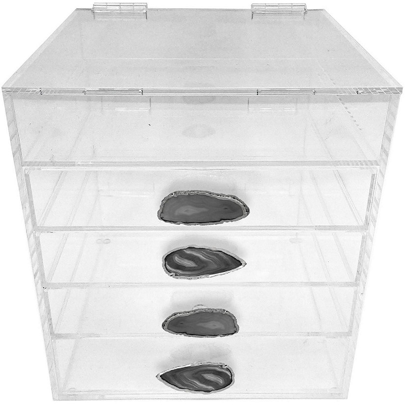 OnDisplay Ultimate Diva Cosmetic Organization Station - 12" Cube - Gold/Silver Agate Image