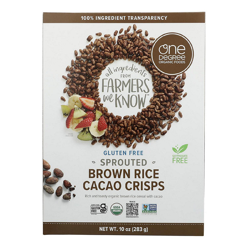 One Degree Organic Foods Sprouted Brown Rice - Cacao Crisps - Case of 6 - 10 oz. Image