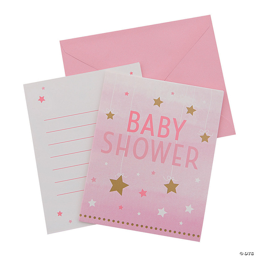 One Little Star Girl Baby Shower Invitations - 8 Pc. Image
