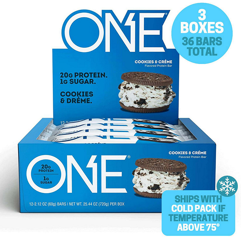 ONE Protein Bars Cookies &amp; Creme 20g Protein 2.12 Ounce 36 Bars Bundle of 3 Image