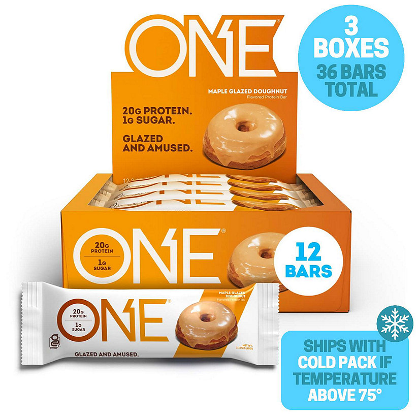ONE Protein Bars Maple Glazed Donut 20g Protein 2.12 Ounce 36 Bars