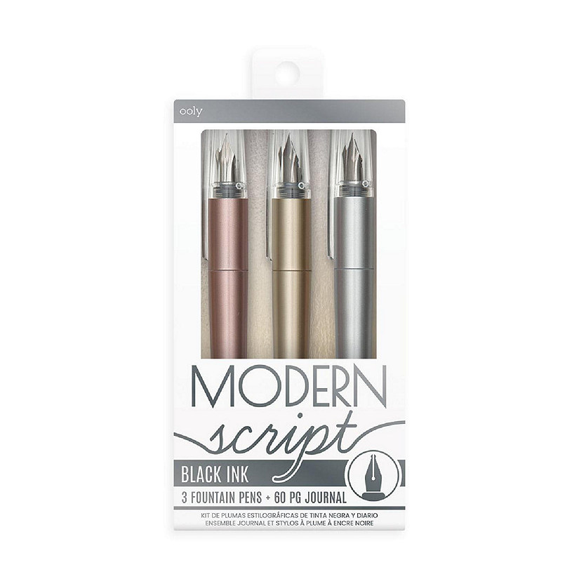 OOLY Modern Script Fountain Pens + Journal - 4 PC Set Image