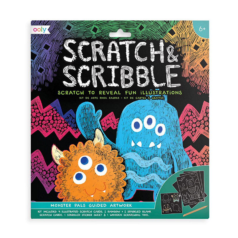 OOLY Scratch &amp; Scribble Art Kit: Monster Pals - 10 PC Set Image