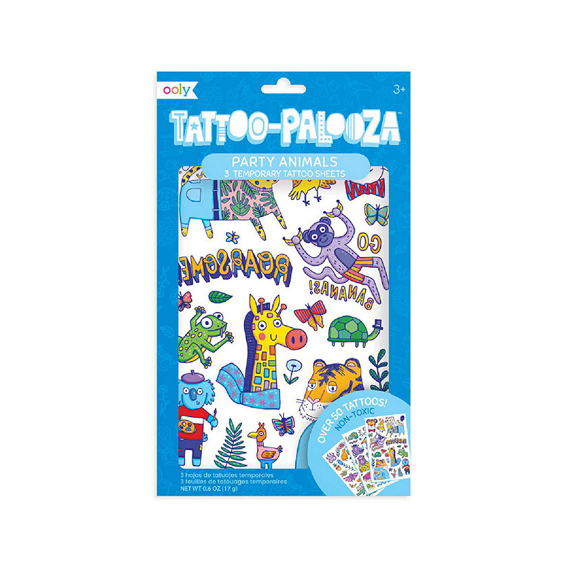 OOLY Tattoo Palooza Temp Tattoos - Party Animals (3 sheets) Image