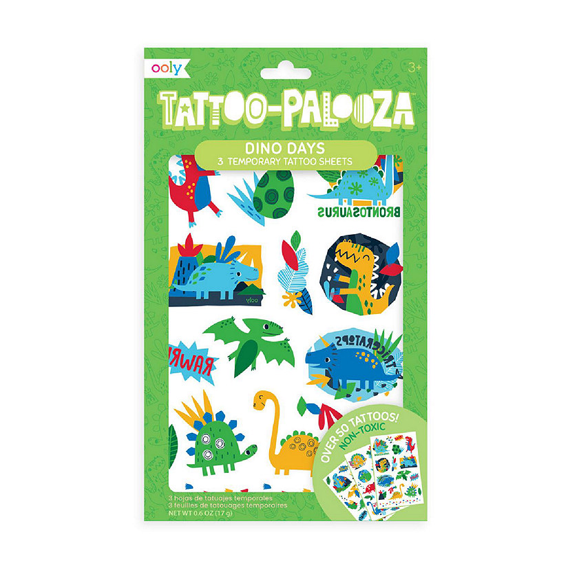 OOLY Tattoo Palooza Temporary Tattoo: Dino Days - 3 Sheets Image