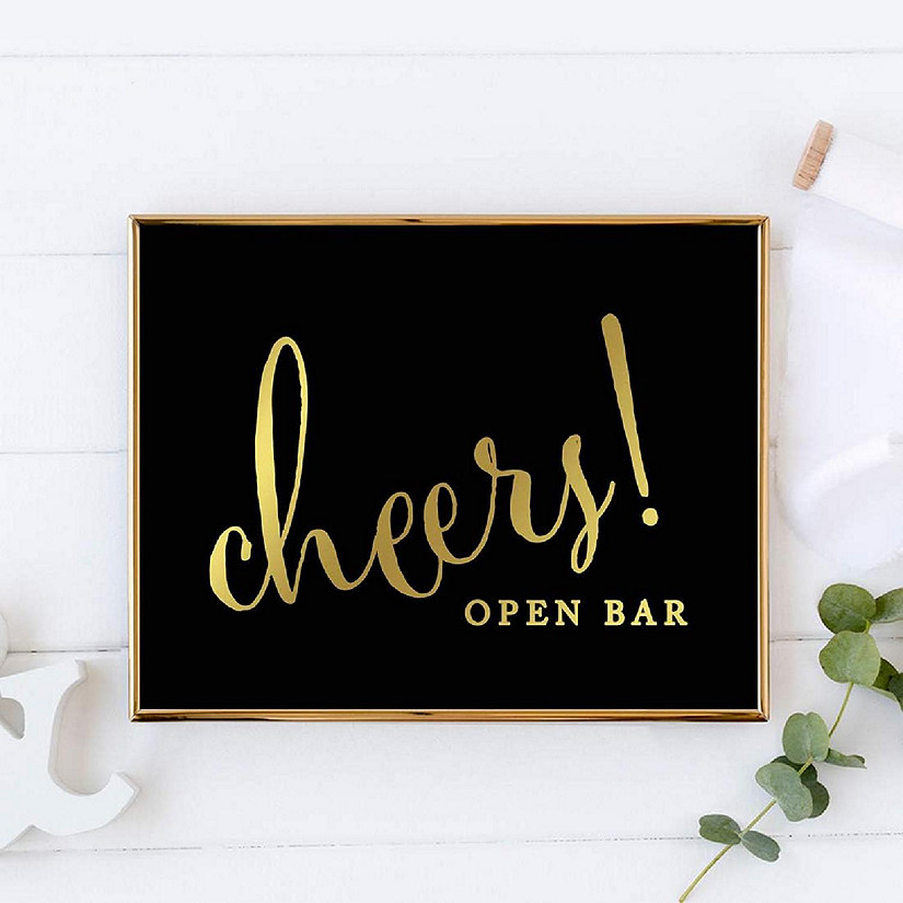 Open Bar Cheers Black Gold 8.5x11 Image