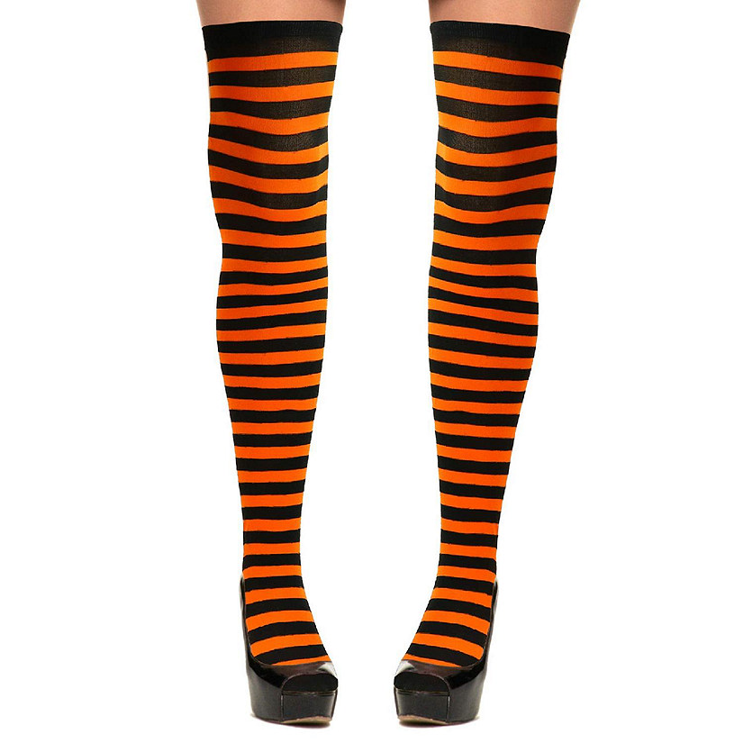 Orange and Black Socks - Over The Knee Orange and Black Costume Accessories Stockings for Men, Women and Kids Image