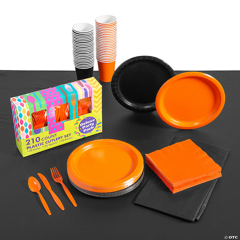 Orange & Black Tableware Kit for 48 Image