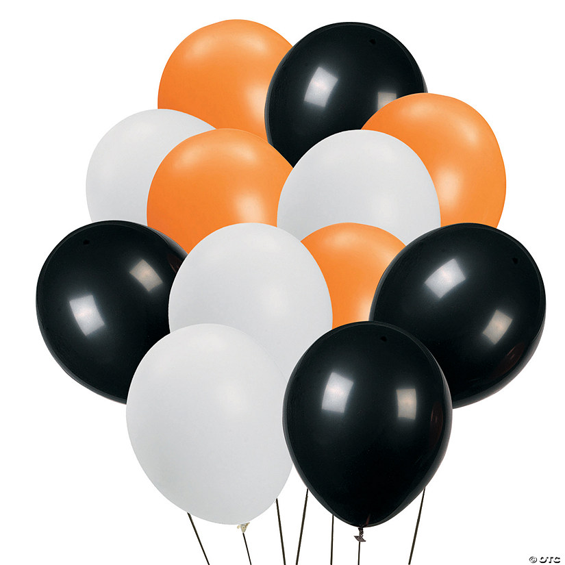 Orange, Black & White Balloon Bouquet - 49 Pc. Image